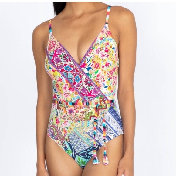 Johnny Was Other - Johnny Was Locita Wrap One Piece Swimsuit Floral Patchwork Swimsiut NWT